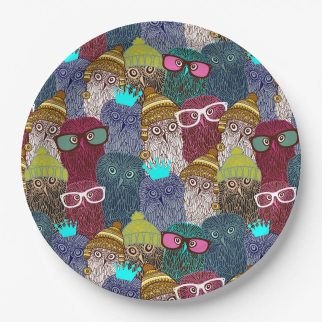 Plato De Papel Búho en la corona (Anverso)