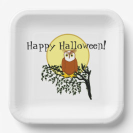 Plato de Papel - Búho en Rama