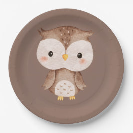 Plato De Papel Búho Marrón Adorable