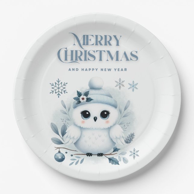 Plato De Papel Búho navideño (Anverso)