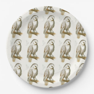Plato De Papel Búho Nevado