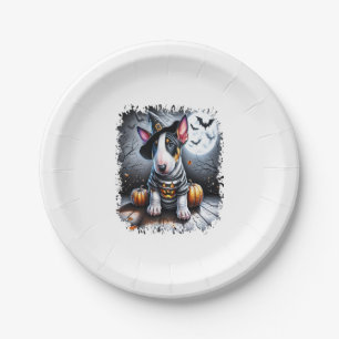 Plato De Papel Bull Terrier Dog Halloween