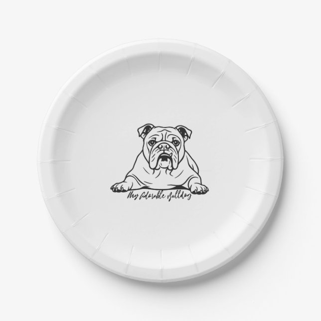 Plato De Papel Bulldog Adorable (Anverso)
