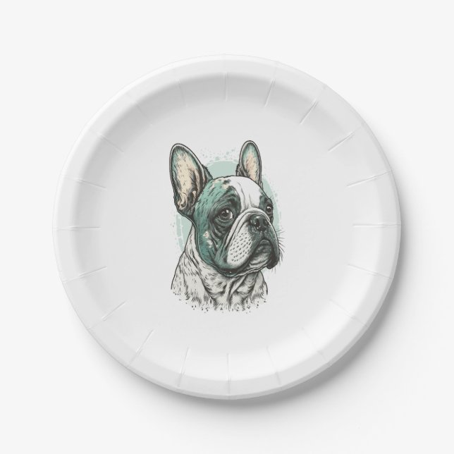 Plato De Papel Bulldog francés (Anverso)