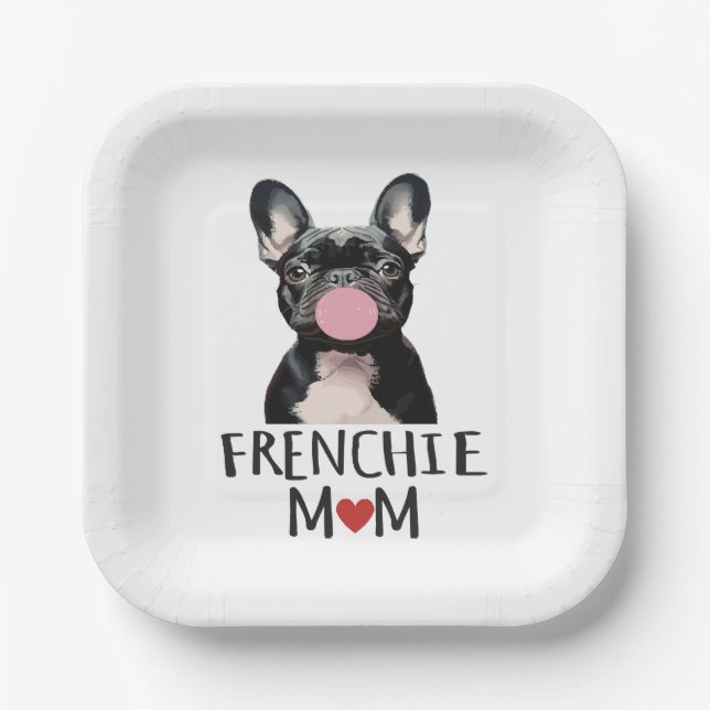 Plato De Papel Bulldog francés adorable (Anverso)