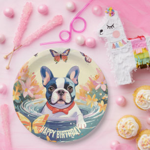 Plato De Papel Bulldog Francés Adorable