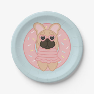 Plato De Papel Bulldog francés de relajación de la capa del