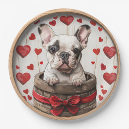 Plato De Papel Bulldog francés de San Valentín