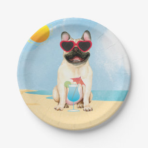 Plato De Papel Bulldog francés de verano