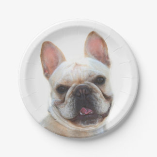 Plato De Papel Bulldog francés feliz