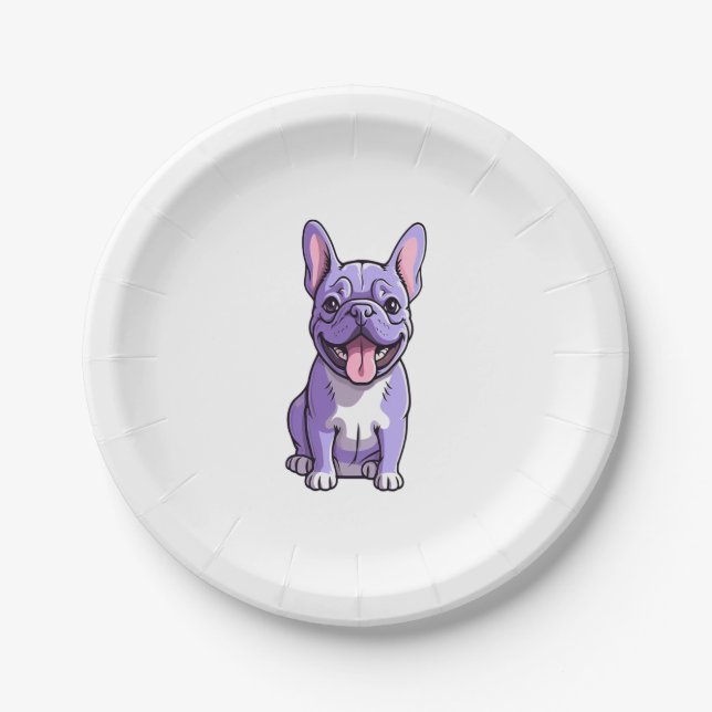 Plato De Papel Bulldog francés Lilac 2 (Anverso)
