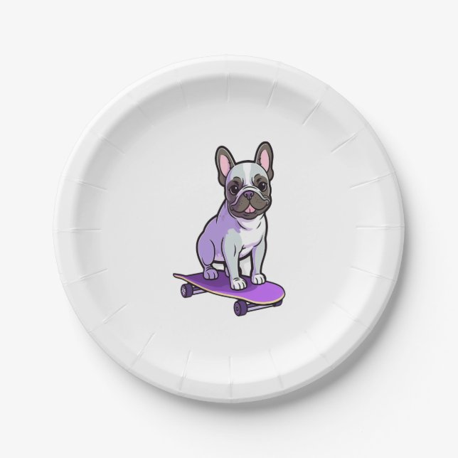 Plato De Papel Bulldog francés Lilac 3 (Anverso)