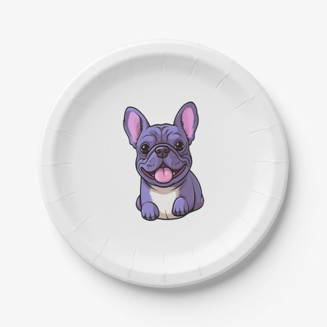 Plato De Papel Bulldog francés Lilac 7 (Anverso)
