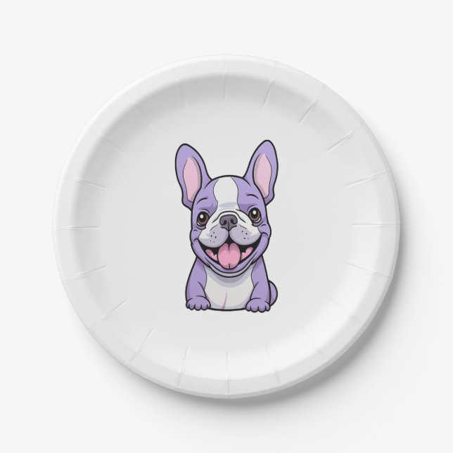 Plato De Papel Bulldog francés Lilac 8 (Anverso)