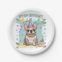 Bulldog francés lindo Pastel es mi cumpleaños