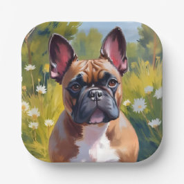 Plato De Papel Bulldog Francés | Perro de Pintura de Mascotas