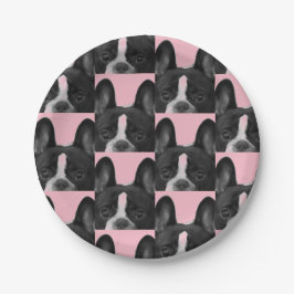 Plato De Papel Bulldog francés rosa 4Melissa