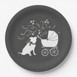 Plato De Papel Bulldog Pit Baby Pitbull Shower Sexo Neutral