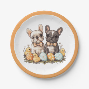 Plato De Papel Bulldoges de Pascua