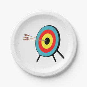 Plato De Papel Bullseye de tres flechas