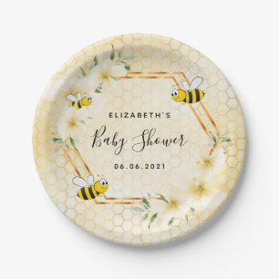 Plato De Papel Bumble abeja honeycomb floros de verano ducha de b
