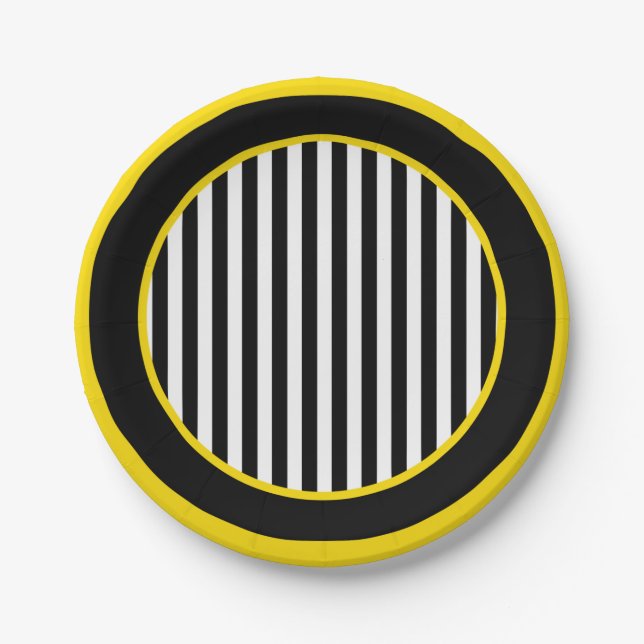 Plato De Papel Bumble Black Yellow Bee Ther Baby Shower (Anverso)