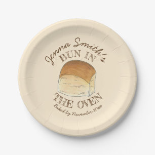 Plato De Papel Bun en el rollo de la cena de pan de horno que esp