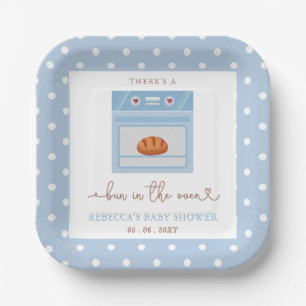 Plato De Papel Bun In The Oven Blue Baby Boy Baby Shower