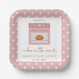 Plato De Papel Bun In The Oven Pink Baby Girl Baby Shower