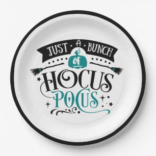 Plato De Papel Bunch of Hocus Pocus Halloween Typografía VERDE AZ
