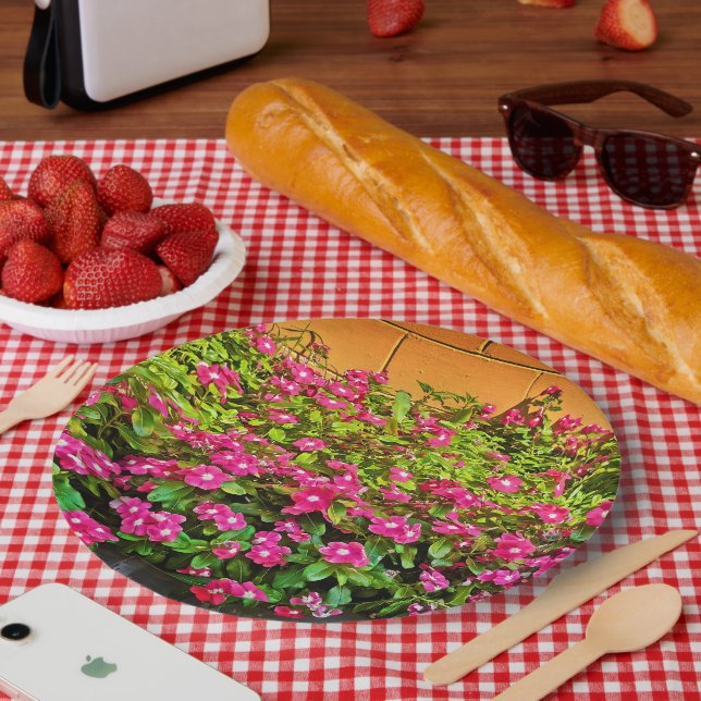 Plato De Papel Bunches de flores rosadas svPaper Plate (Picnic)