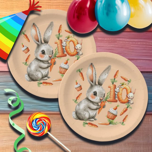Plato De Papel Bunnies and Carrots 10th Birthday Party (Subido por el creador)