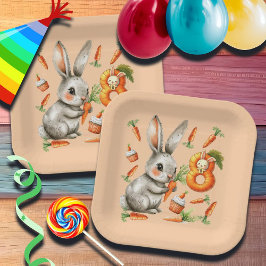 Plato De Papel Bunnies and Carrots Octava fiesta de cumpleaños