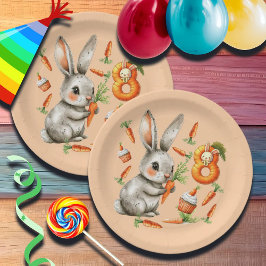 Plato De Papel Bunnies and Carrots Octava fiesta de cumpleaños