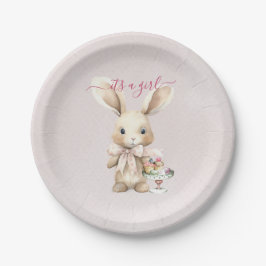 Plato De Papel Bunny Baby Shower Chica