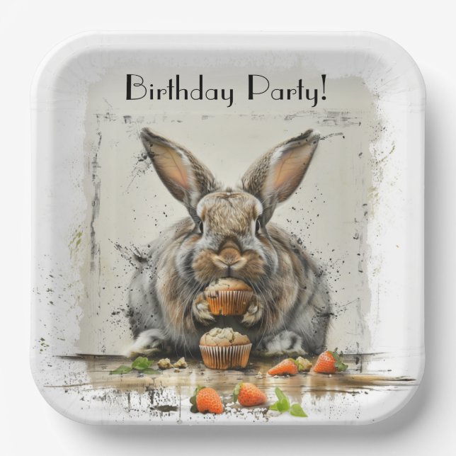 Plato De Papel Bunny Birthday party (Anverso)