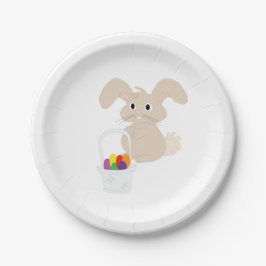 Plato De Papel Bunny de Pascua con canasta