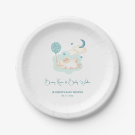 Plato De Papel Bunny Dreams Blue Baby Shower
