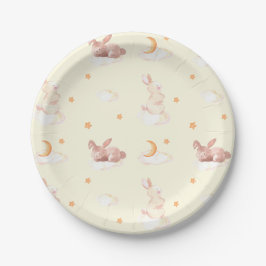 Plato De Papel Bunny Dreams Neutral Baby Shower