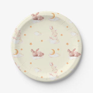 Plato De Papel Bunny Dreams Neutral Baby Shower