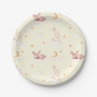 Plato De Papel Bunny Dreams Neutral Baby Shower