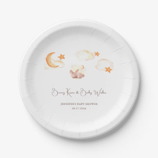 Plato De Papel Bunny Dreams Neutral Baby Shower