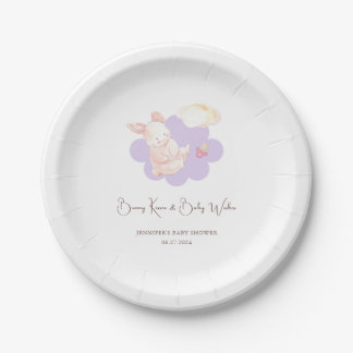 Plato De Papel Bunny Dreams Purple Baby Shower