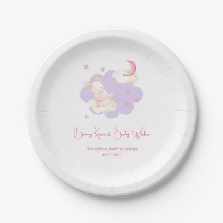 Plato De Papel Bunny Dreams Purple Baby Shower