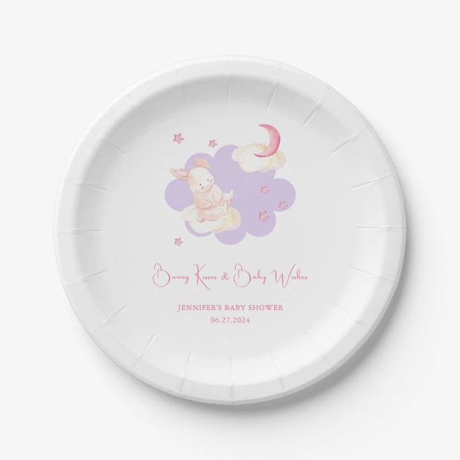Plato De Papel Bunny Dreams Purple Baby Shower (Anverso)