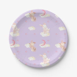 Plato De Papel Bunny Dreams Purple Baby Shower