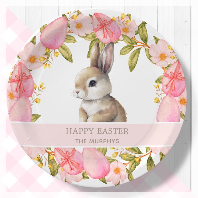 Plato De Papel Bunny Floral Easter | Personalizado (Subido por el creador)
