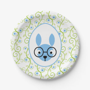 Plato De Papel Bunny in Glasses Spring Floral