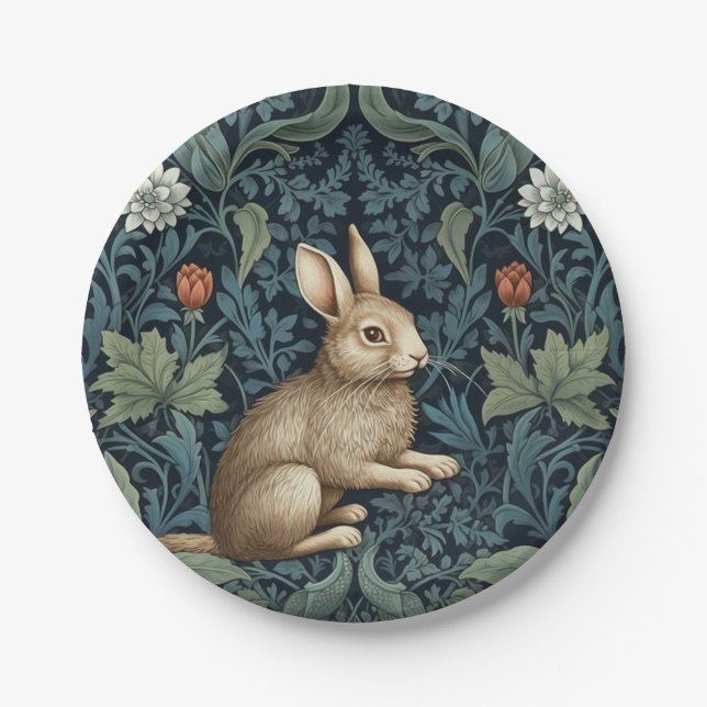 Plato De Papel Bunny in the forest art nouveau (Anverso)