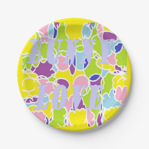Plato De Papel Bunny Love colores claros casi pastel